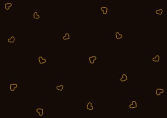 Pattern with small golden hearts on black background
