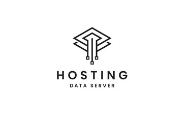 The data hosting server logo embodies excellence, security and technological prowess. This logo features a sleek, modern design that signifies data storage and management in a digital environment.