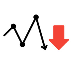 sales down graphical chart with arrow