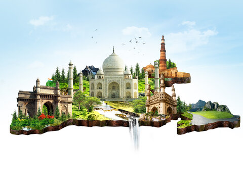 map of India monuments heritage sites landmarks and tours and travel destinations.