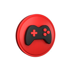 Joystick gamepad game console or game controller Computer gaming 3d rendering icon Cartoon minimal style