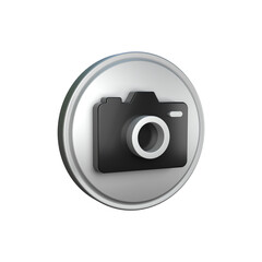 3D Photo camera icon realistic design Camera with lens and button Professional photography concept