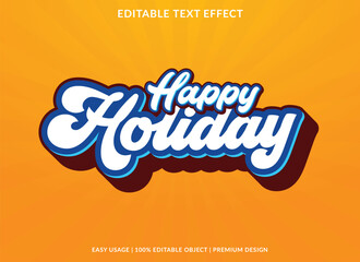 happy holiday editable text effect template with abstract background use for business brand and logo