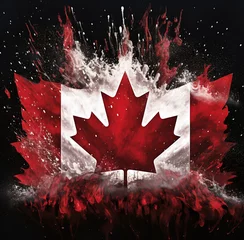Foto op Plexiglas canada flag in water spray paint, in the style of decorative paintings. Generative AI © Kordiush