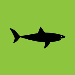 Great White Shark, Side View. Silhouette - Vector