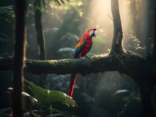 Rolgordijnen Colorful parrot in the jungle © Yanwit