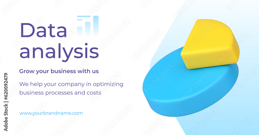 Poster data analysis management graph diagram strategy development optimization 3d banner realistic vector