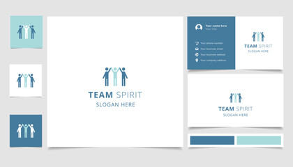 Team spirit logo design with editable slogan. Branding book and business card template.