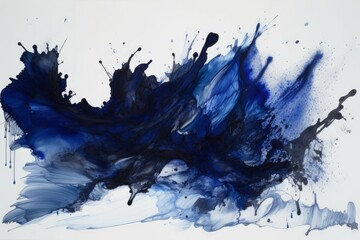 Ink wave watercolor ultramarine. Generate Ai - obrazy, fototapety, plakaty