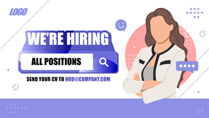 We are hiring banner design with beautiful woman