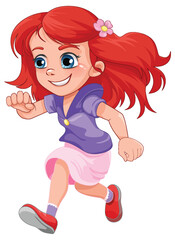 Cute Girl Running Cartoon Character