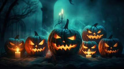 Fototapeta premium Scary halloween pumpkins