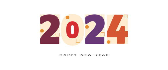 Happy new year 2024 design for poster, flyer, calendar, cover and media post	