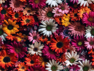 Fototapeta premium Photo of a big group of colorfull flowers in bloom generative AI.