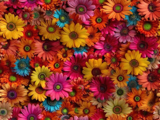Fototapeta na wymiar Photo of a big group of colorfull flowers in bloom generative AI.