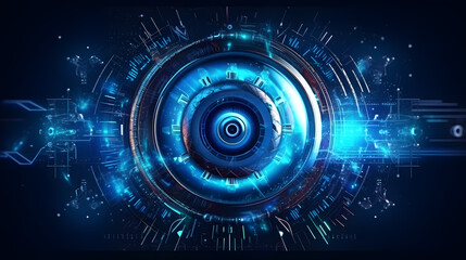 Obraz premium cybernetic eye, future technology tracking, generative ai