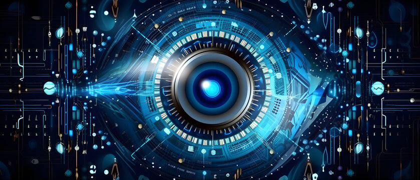 cybernetic eye, future technology tracking, generative ai