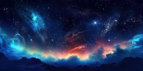 Fototapeta premium Blue and white starry night space 