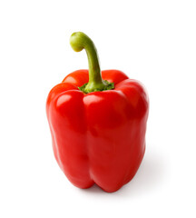 Red sweet bell pepper isolated on white background, close-up.