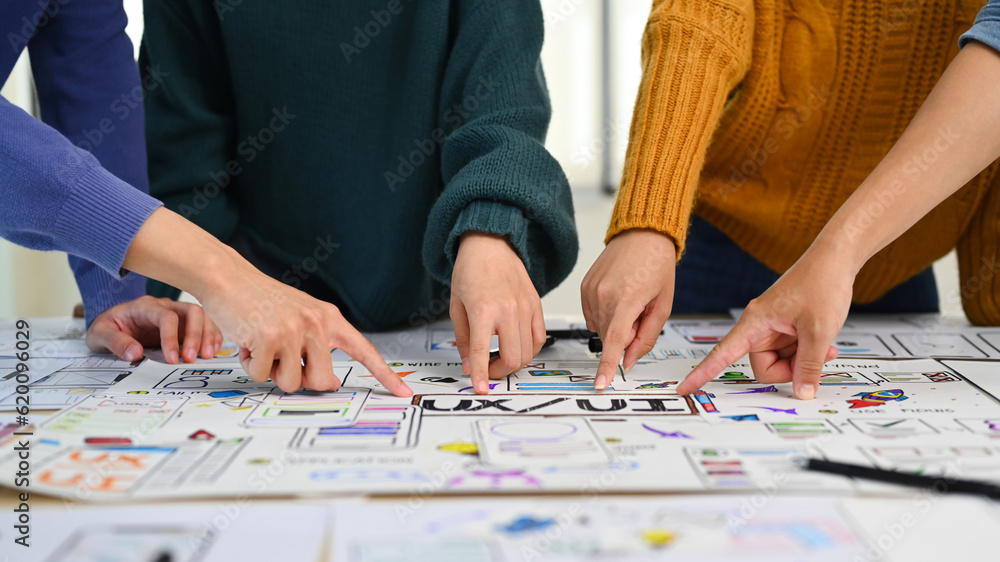 Aufkleber creative people planning application process development prototype wireframe for web mobile phone at