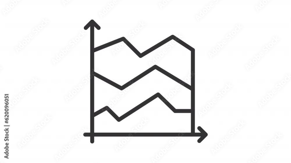 Poster Animated area chart line icon. Data pattern animation. Visual representation. Sale report. Stock market. Loop HD video with alpha channel, transparent background. Outline motion graphic