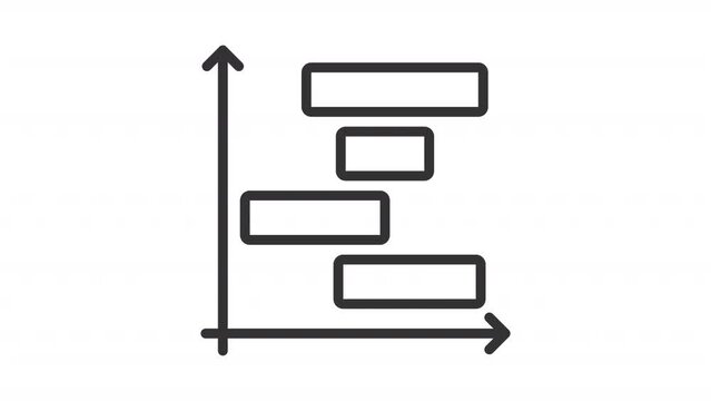 Animated gantt chart line icon. Project plan animation. Horizontal columns. Task management. Weekly schedule. Loop HD video with alpha channel, transparent background. Outline motion graphic