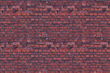 Brick wall background. Old red brick wall seamless texture, retro house facade