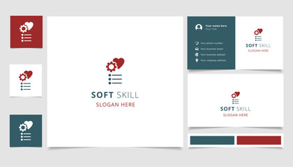 Soft skill logo design with editable slogan. Branding book and business card template.