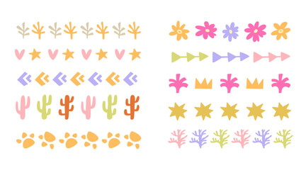 Hand Drawn Boho Doodle Borders Set Cute Strokes