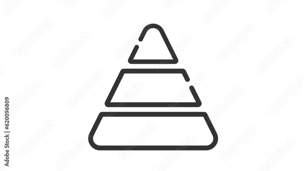 Poster animated pyramid chart line icon. triangle diagram animation. organization structure. data presentat
