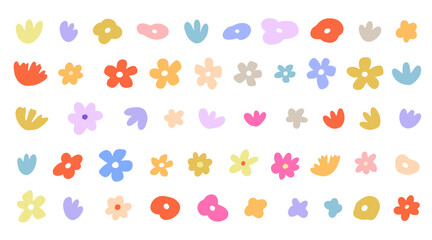 Hand Drawn Flowers Set. Floral Clip Art Collection
