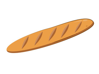 Baguette icon isolated on white background. Flour products. French baguette. Cartoon style.