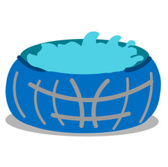 round pool made of tarpaulin. round pool is blue.