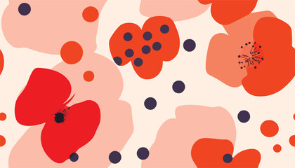Abstract minimal flowers and dots pattern. Collage contemporary print. Fashionable template for design. © Eli Berr