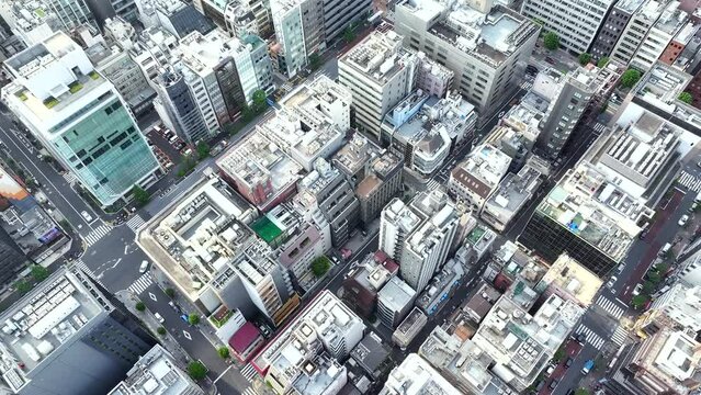 Aerial view of Tokyo business district