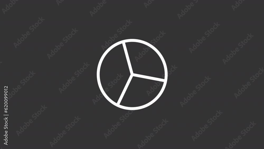 Poster market analysis white icon animation. animated line rotating circle chart with dollar sign. loop hd 