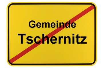 Illustration eines Ortsschildes der Gemeinde Tschernitz in Brandenburg