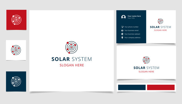 Solar system logo design with editable slogan. Branding book and business card template.