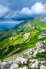 Obraz premium Summer landscape of the Belianske Tatras. Tatra National Park, Slovakia. The Mount Havran and Zdiarska Vidla.