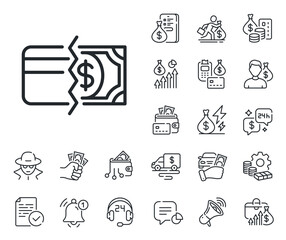 Payment methods sign. Cash money, loan and mortgage outline icons. Credit card or cash line icon. Payment methods line sign. Credit card, crypto wallet icon. Inflation, job salary. Vector