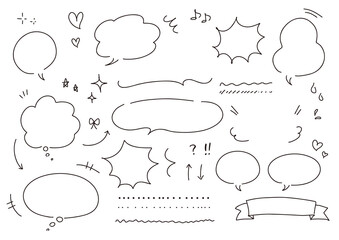 手書き吹き出しとあしらい矢印セット pop広告用