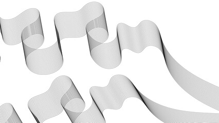 Abstract black wave lines on transparent background. Technology, data science, geometric border pattern. Isolated on white background. Vector illustration.	