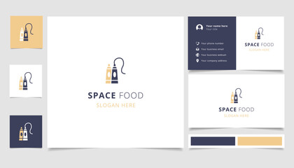 Space food logo design with editable slogan. Branding book and business card template.