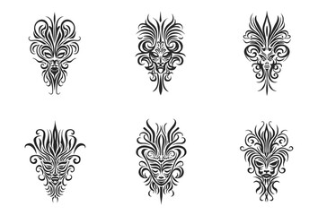 traditional tribal tattoo face motif, traditional ethnic tattoo vector