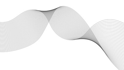 Abstract wavy black curved line on transparent background. Grey abstract background with flowing particles. Digital future technology concept. vector illustration.