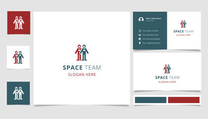 Space team logo design with editable slogan. Branding book and business card template.