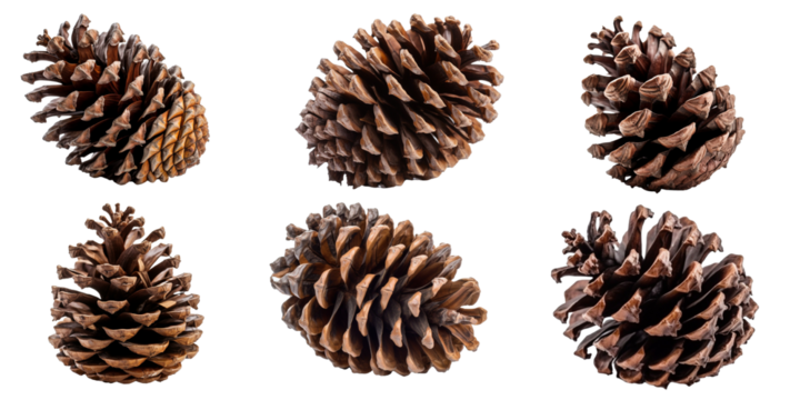 Set of cones isolated on a transparent background. Generative AI.