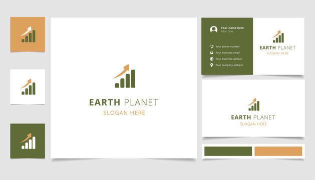 Growth logo design with editable slogan. Branding book and business card template.