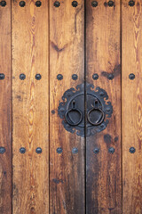 Traditional Korean wooden doors, front view