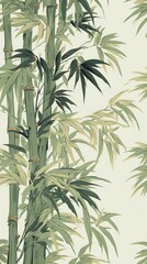 A Vintage Orientalistic Illustration - Backdrop Infused with the Elegance of Bamboo Motifs and Refined Patterns - Expressing Age-old Artistry - Wallpaper created with Generative AI Technology
